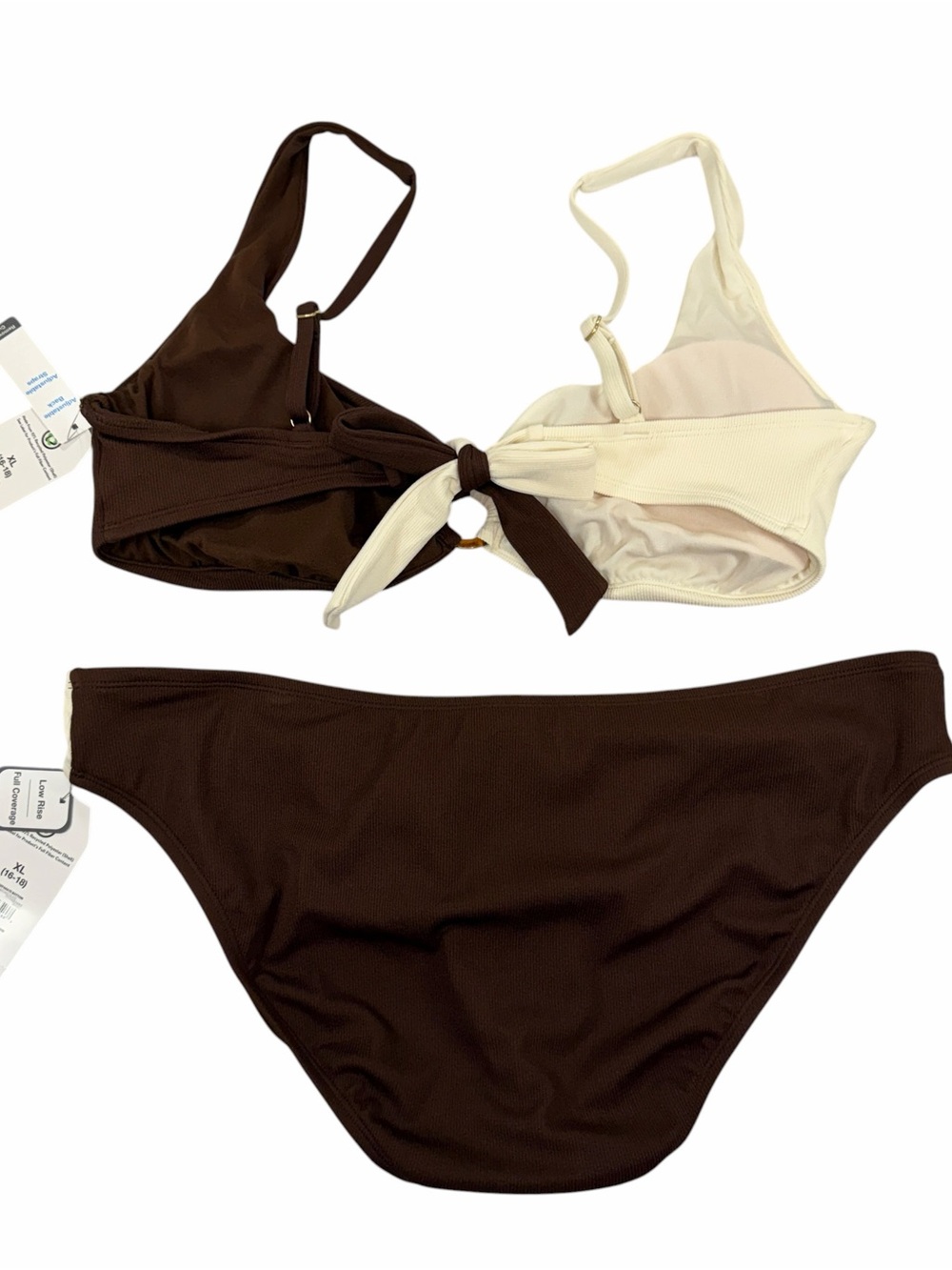 Two-Tone Brown and Cream Women’s Bikini Set - Picture 2 of 4